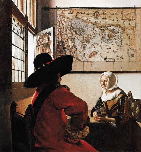 Soldier and laughing girl a Johannes Vermeer 