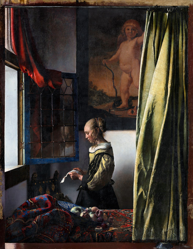  Brieflesendes Mädchen am offenen Fenster (Nach der Restaurierung) a Johannes Vermeer 