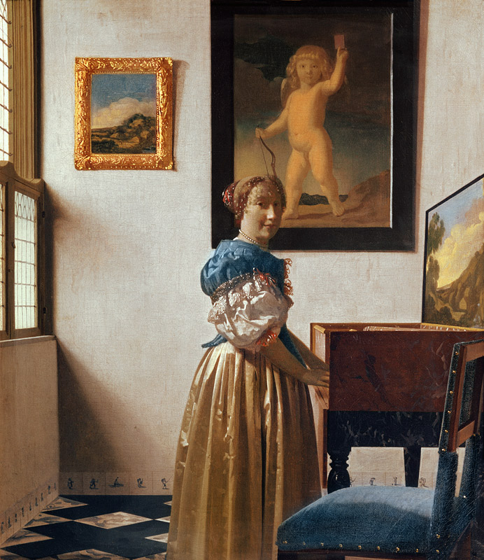Lady standing at the Virginal, c.1672-73 a Johannes Vermeer 