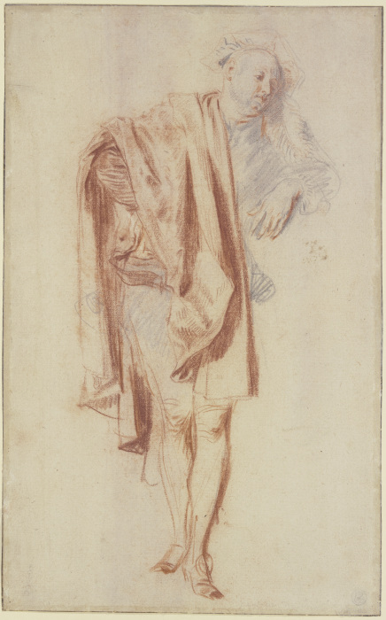 Standing Male Figure (Nicolas Vleughels?) a Jean-Antoine Watteau