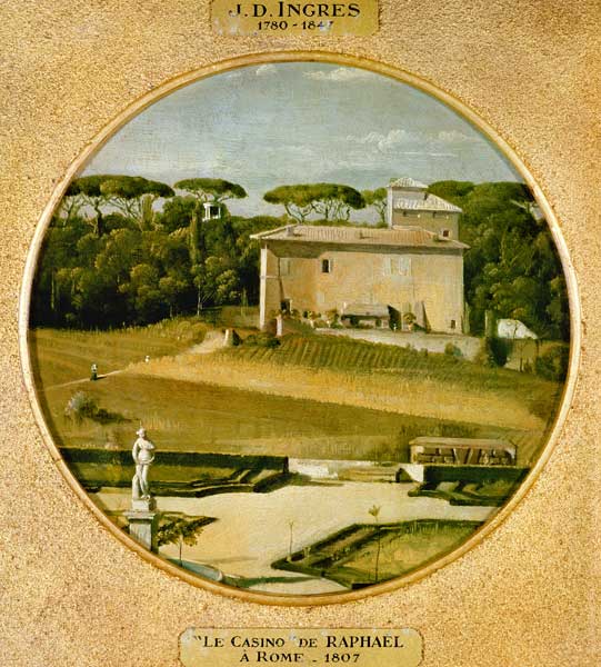 ''Casino of Raphael'' in the gardens of the Villa Borghese, Rome a Jean Auguste Dominique Ingres