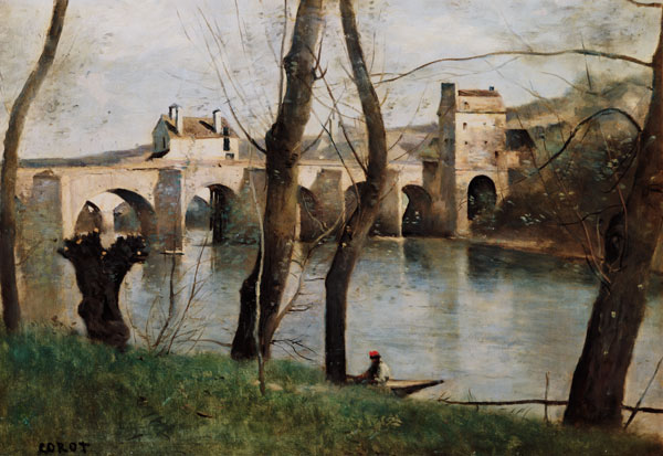 The bridge of Mantes. a Jean-Babtiste-Camille Corot
