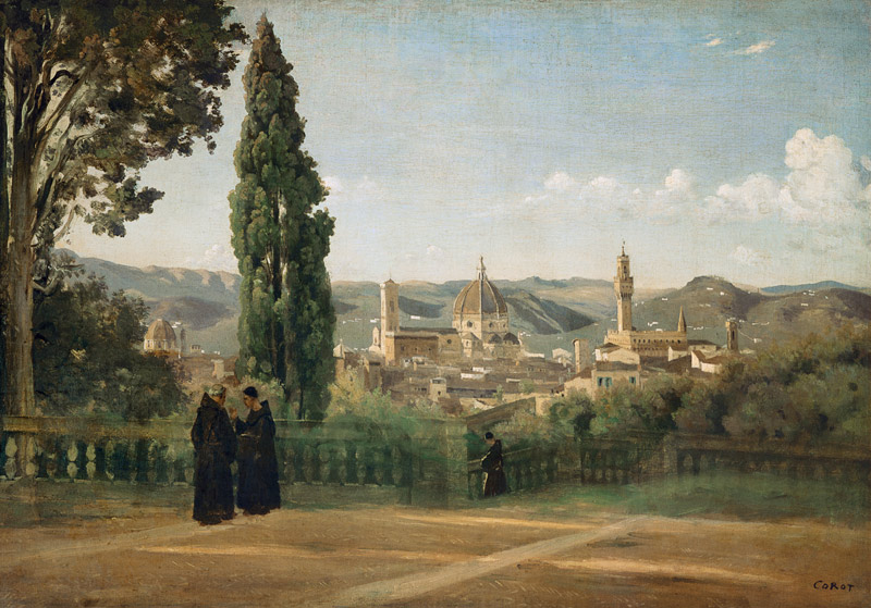 Florence, View at the Boboli Gardens a Jean-Babtiste-Camille Corot