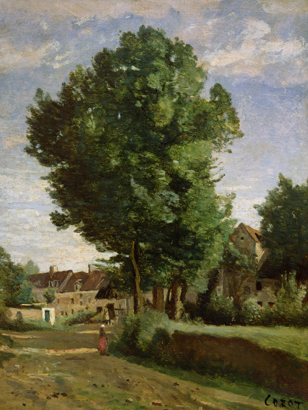 Outskirts of a village near Beauvais a Jean-Babtiste-Camille Corot