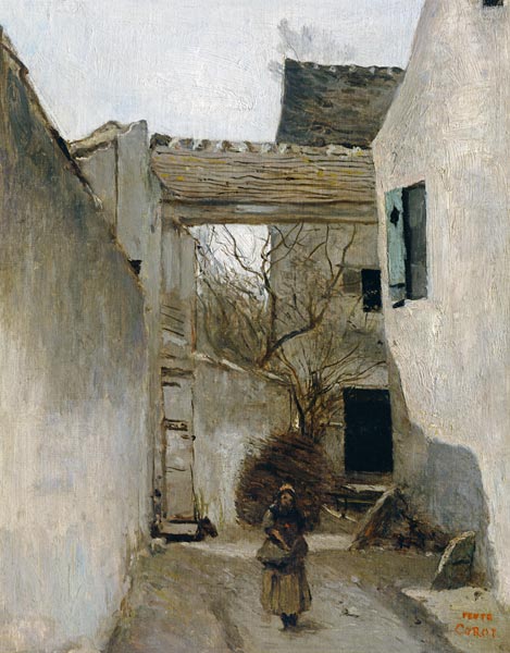 Ecouen, Corner of the Village a Jean-Babtiste-Camille Corot