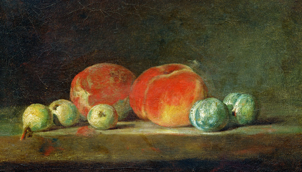 Peaches, Pears and Plums on a table a Jean-Baptiste Siméon Chardin