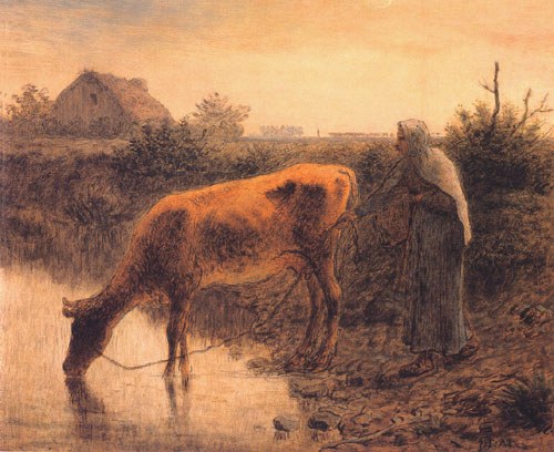 Farmer with a cow a Jean-François Millet
