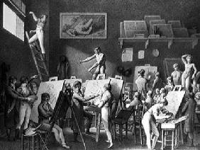The Studio of Jacques Louis David (1748-1825) (pen & ink on paper)