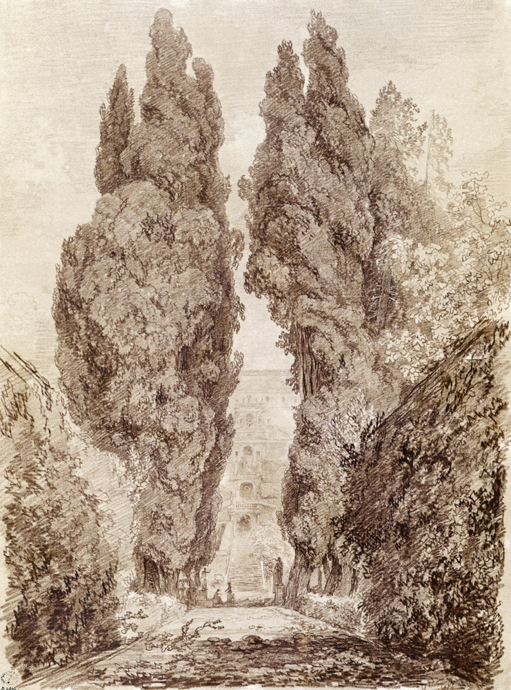 Large Cypresses at the Villa d''Este a Jean Honoré Fragonard