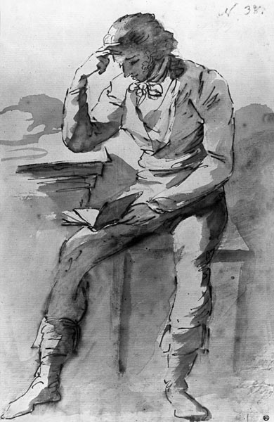 The Reader (ink & wash on paper) a Jean Honoré Fragonard