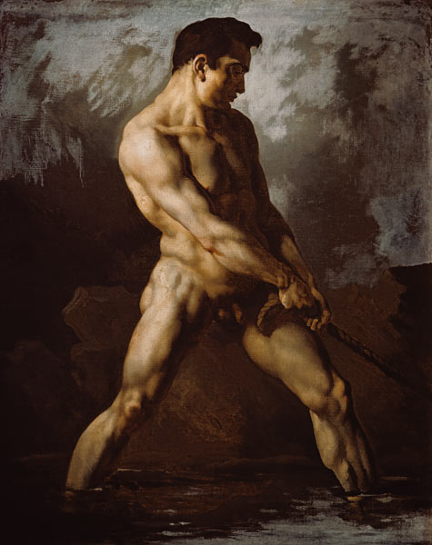 Studio di nudo,uomo che tira la corda a Jean Louis Théodore Géricault