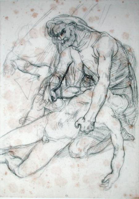 A Father Holding the Body of his Son, study for The Raft of the Medusa cil on a Jean Louis Théodore Géricault