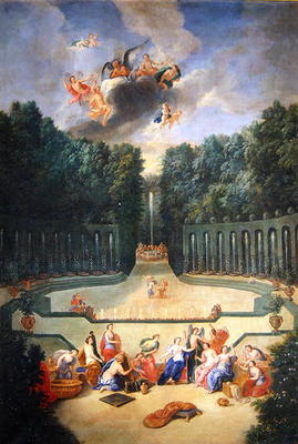 The Groves of Versailles. View of the Amphitheatre and the Water theatre with Venus surrounded by th a Jean the Younger Cotelle