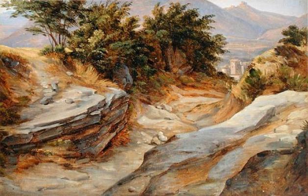 Italian Mountain Landscape, c.1824 (w/c on paper) a Joachim Faber