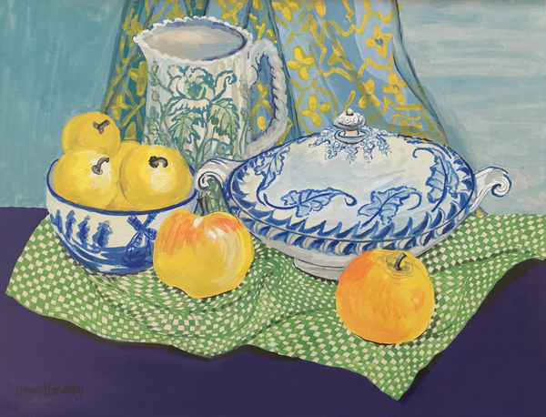 Still life with Tureen and Apples a Joan  Thewsey