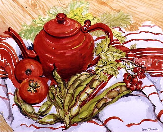 The Red Teapot (w/c on paper)  a Joan  Thewsey