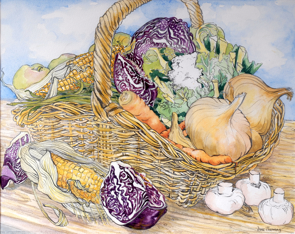 Vegetables in a Basket a Joan  Thewsey