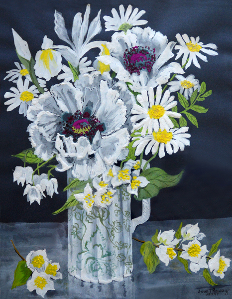 White Poppies, Marguerites and Philadelphus a Joan  Thewsey