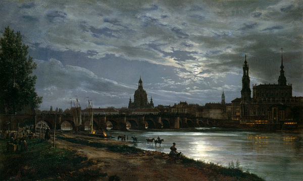 Look at Dresden at full moonlight a Johan Christian Clausen Dahl