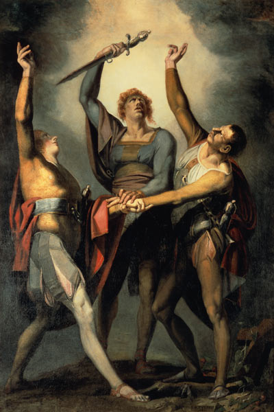 Die drei Eidgenossen beim Schwur auf dem Ruetli a Johann Heinrich Füssli
