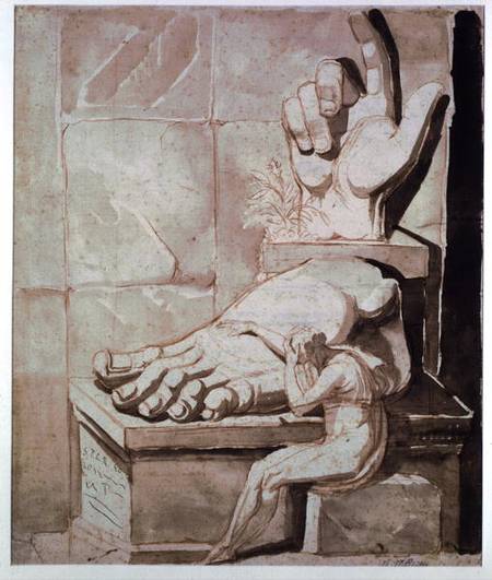 The Artist in Despair over the Magnitude of Antique Fragments (right hand and left foot of the Colos a Johann Heinrich Füssli