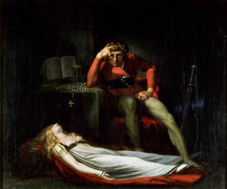 The Italian Court, or Ezzelier, Count of Ravenna musing over the body of Meduna, slain by him for in a Johann Heinrich Füssli