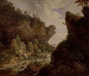 Mill at the mountain stream. a Johann Jakob Dorner il Giovane