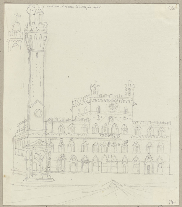 Ansicht des Palazzo Pubblico in Siena a Johann Ramboux