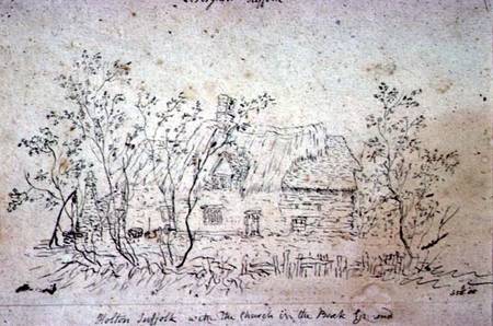Cottage at East Bergholt, with a well a John Constable