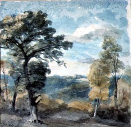 Landscape with Trees and a Distant Mansion a John Constable