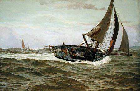 A Fishing Boat in a Stiff Breeze a John Fraser