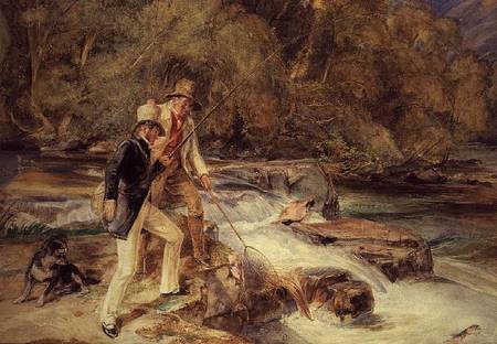 Landseer and Lewis Fishing a John Frederick Lewis