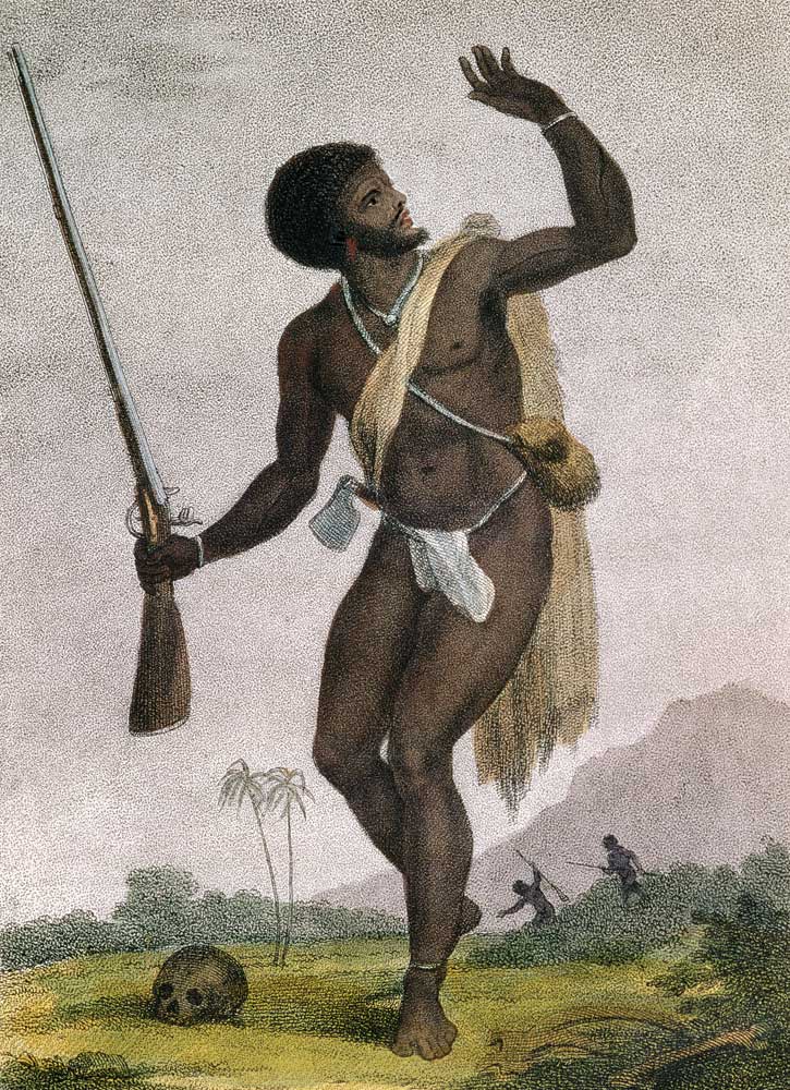 Rebel Slave Armed and on his Guard, from 'Narrative of a Five Years' Expedition against the Revolted a John Gabriel Stedman