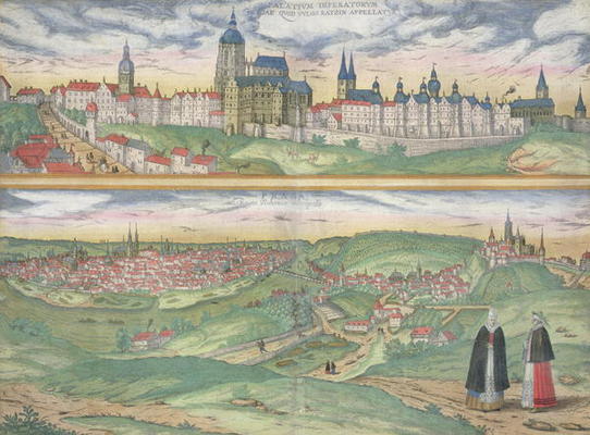 Map of Prague, from 'Civitates Orbis Terrarum' by Georg Braun (1541-1622) and Frans Hogenberg (1535- a Joris Hoefnagel