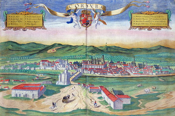 Map of Cordoba, from 'Civitates Orbis Terrarum' by Georg Braun (1541-1622) and Frans Hogenberg (1535 a Joris Hoefnagel