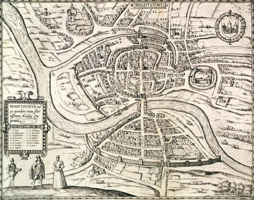 Map of Bristol, from 'Civitates Orbis Terrarum' by Georg Braun (1541-1622) and Frans Hogenberg (1535 a Joris Hoefnagel