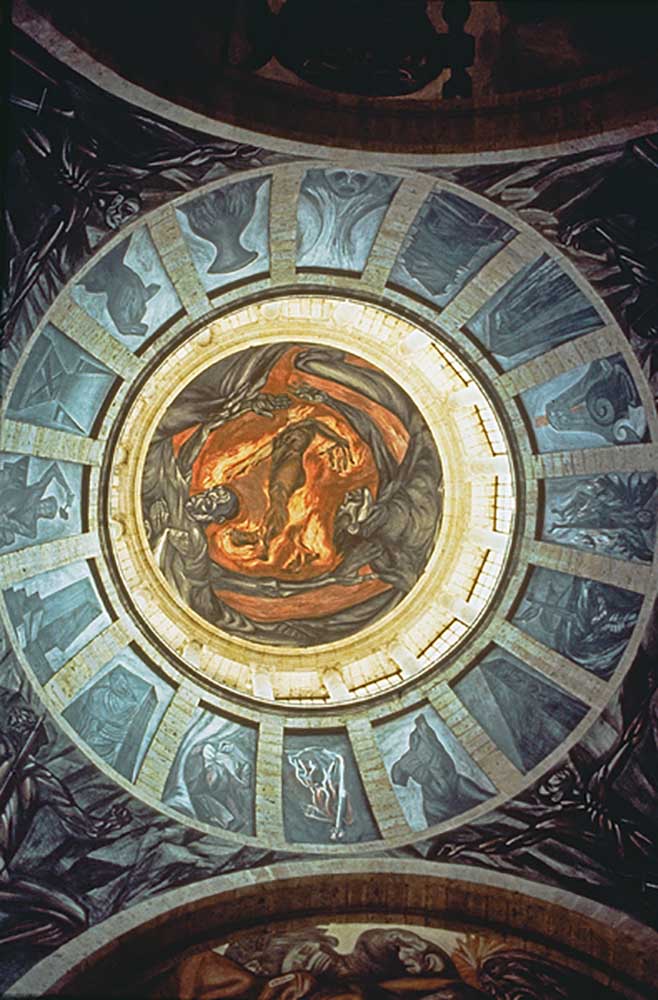 Dream, Contemplation, Dominian - Flame of the Spirit, Mural from the Interior of the Hospital Cabaia a José Clemente Orozco