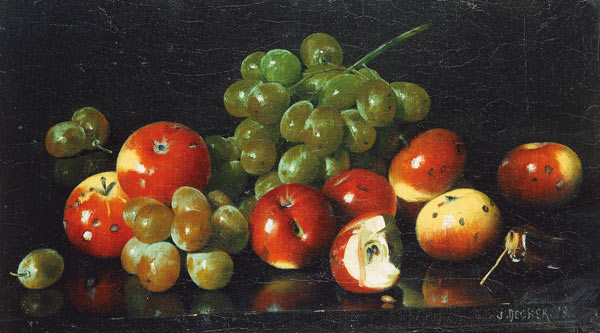Stillleben mit Äpfeln und Trauben. a Joseph Decker