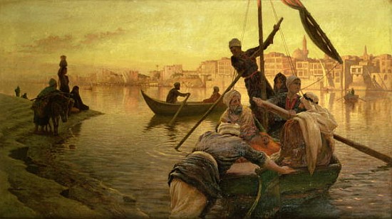 In Cairo: The Ferry From The Island of Gazirie on the Nile or Boulach the Port of Cairo a Joseph Farquharson