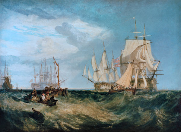 The boat crew catches up an anchor a William Turner