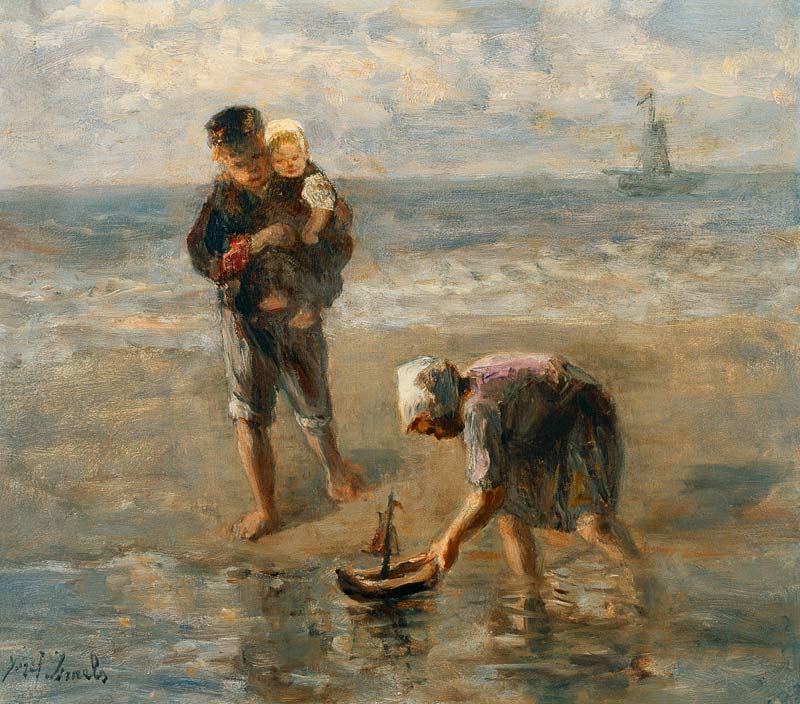 Launching the Boat a Jozef Israels