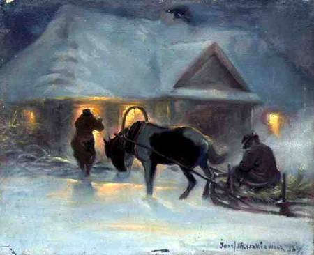 Winter Evening In Front of a Country House, 1921 a Jozef Ryszkiewicz