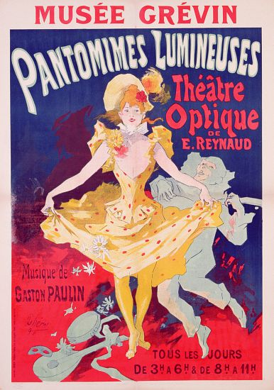 Poster advertising 'Pantomimes Lumineuses, Theatre Optique de E. Reynaud' at the Musee Grevin, print a Jules Chéret