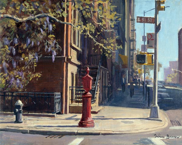91st Street at Lexington Avenue (oil on canvas)  a Julian  Barrow