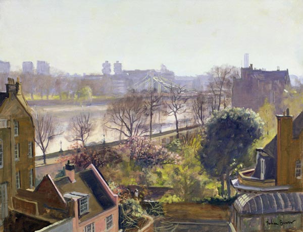 Chelsea Embankment from the Physic Garden (oil on canvas)  a Julian  Barrow