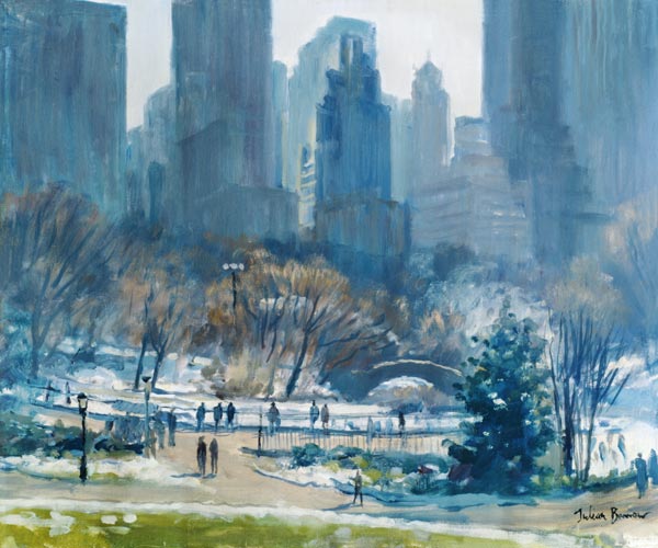 Inverno in Central Park, New York, 1997 (olio su tela) a Julian  Barrow