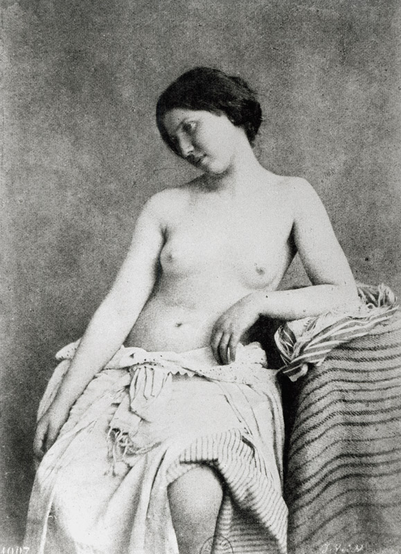 Nude Female Model, c.1850 (b/w photo)  a Julien Vallou de Villeneuve