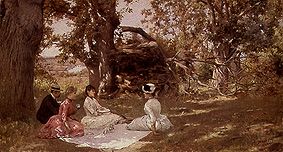 Picnic under trees a Julius Leblanc Stewart