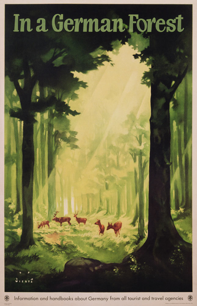 'In a German Forest', poster advertising tourism in Germany a Jupp Wiertz