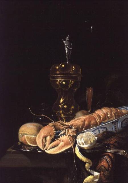 A Still Life with a Lobster in a Delft Bowl a Jurian van Streeck or Streek